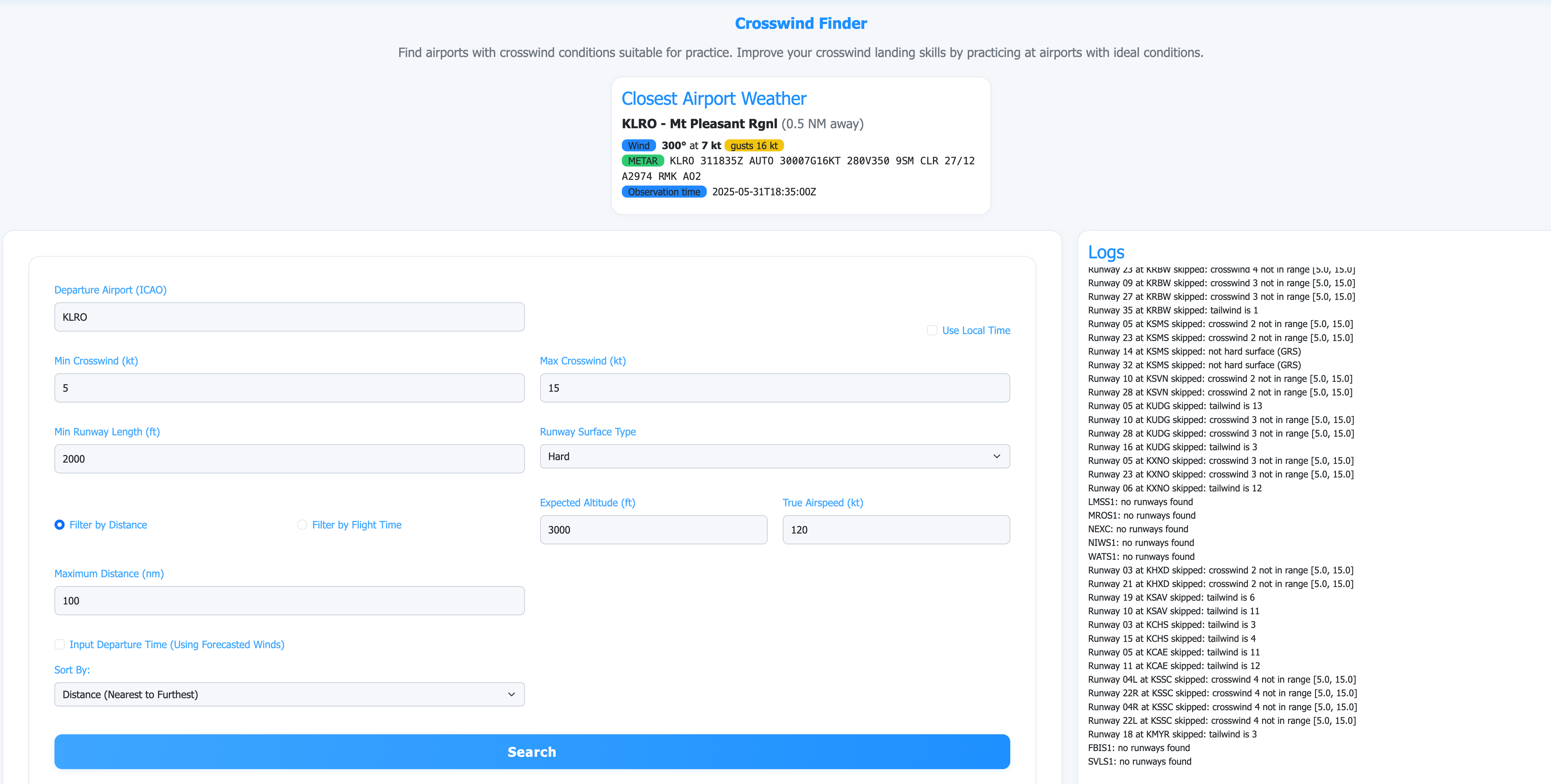 Crosswind Calculator Screenshot